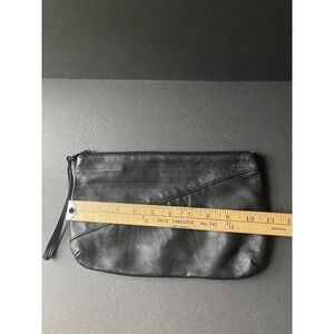 Vintage Leather Black Womens Handbag Retro Clutch Wristlet